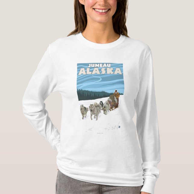 HundeSledding Szene - Juneau, Alaska T-Shirt (Vorderseite)