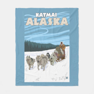 HundeSledding Szene - Katmai, Alaska Fleecedecke