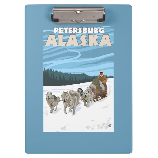 HundeSledding Szene - Petersburg, Alaska Klemmbrett (Vorderseite)