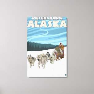 HundeSledding Szene - Petersburg, Alaska Leinwanddruck