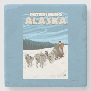 HundeSledding Szene - Petersburg, Alaska Steinuntersetzer