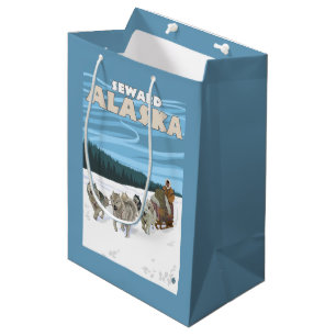 HundeSledding Szene - Seward, Alaska Mittlere Geschenktüte