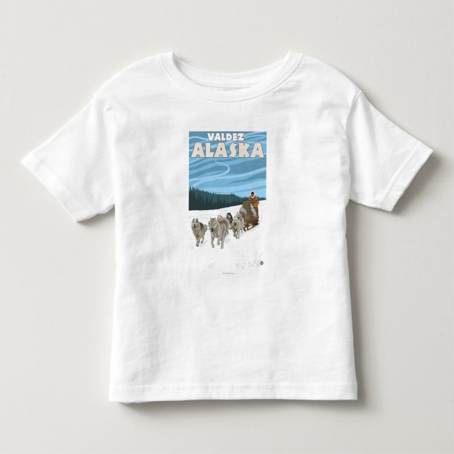 HundeSledding Szene - Valdez, Alaska Kleinkind T-shirt (Vorderseite)
