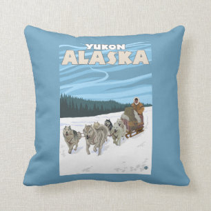 HundeSledding Szene - Yukon, Alaska Kissen