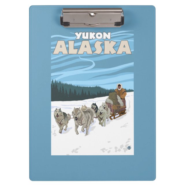 HundeSledding Szene - Yukon, Alaska Klemmbrett (Vorderseite)