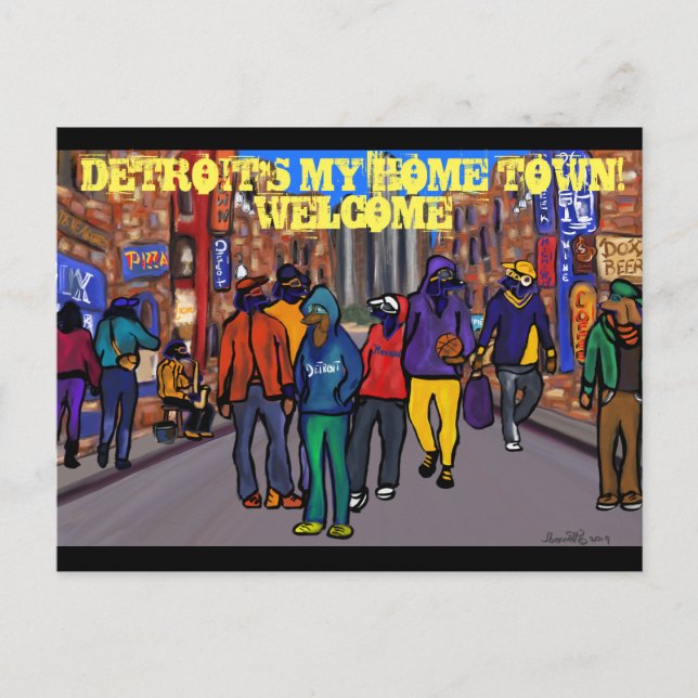 Hundestadt - DETROIT Feiertagspostkarte (Vorderseite)