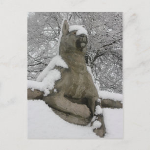 Hundestatue im Schnee Postkarte