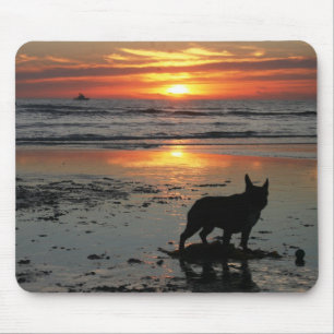 Hundestrand-Sonnenuntergang Mousepad