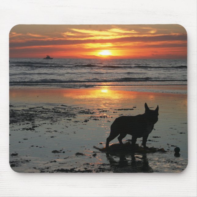Hundestrand-Sonnenuntergang Mousepad (Vorne)