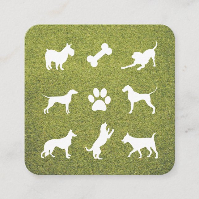 Hundesymbole | Trainer | Sitter | Walker Quadratische Visitenkarte (Vorderseite)