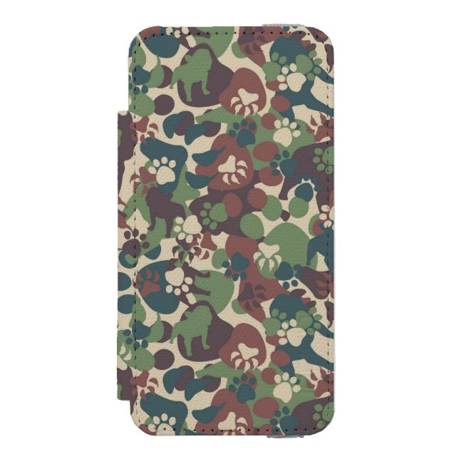 Hundetarnungs-Muster Incipio iPhone Geldbeutel-Hülle (Folio Vorderseite)