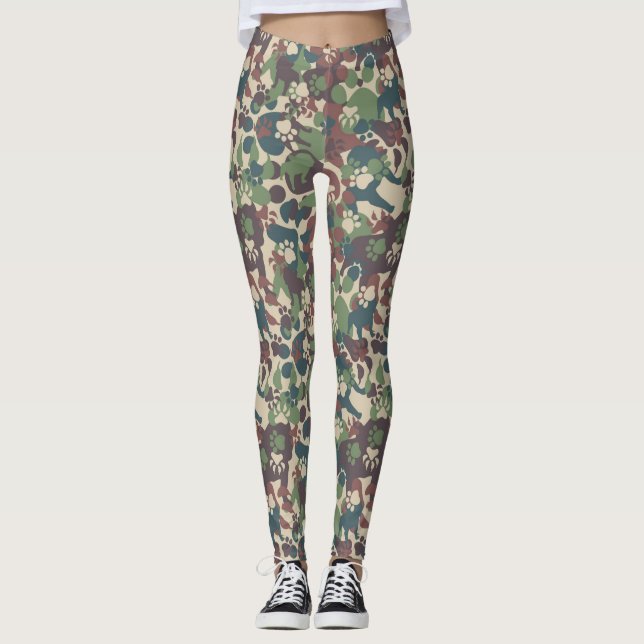 Hundetarnungs-Muster Leggings (Vorderseite)