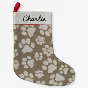 Hundetatze druckt Muster-des niedlichen Kleiner Weihnachtsstrumpf