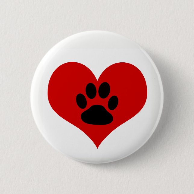 Hundetatzen-Druck auf meinem Herzen - Button (Vorderseite)