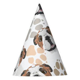 Hundetatzenmuster Englisch-Bulldogge Partyhütchen