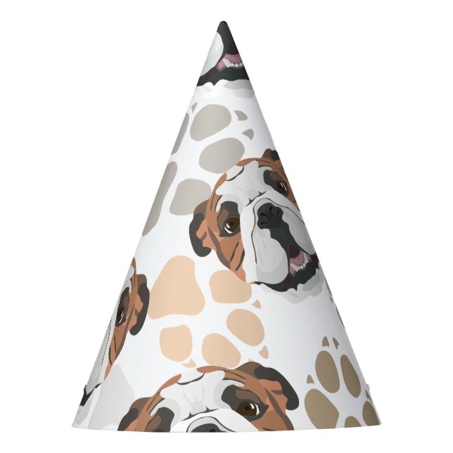 Hundetatzenmuster Englisch-Bulldogge Partyhütchen (Vorderseite)