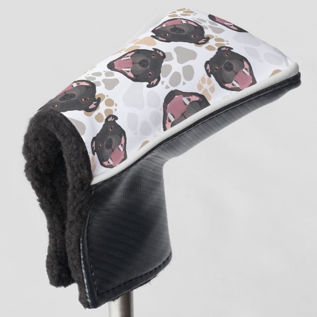 Hundetatzenmuster Staffordshire-Bullterrier Golf Headcover (3/4 Vorderseite)