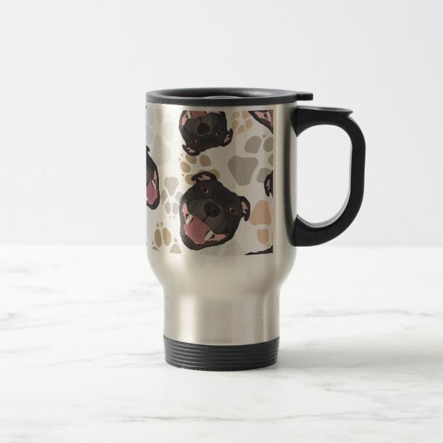 Hundetatzenmuster Staffordshire-Bullterrier Reisebecher (Rechts)
