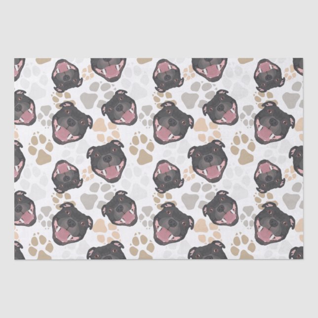 Hundetatzenmuster Staffordshire-Bullterrier Seidenpapier (Vorderseite)