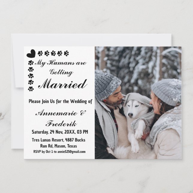 Hundetier Lover Einladung zur Hochzeit (Vorderseite)