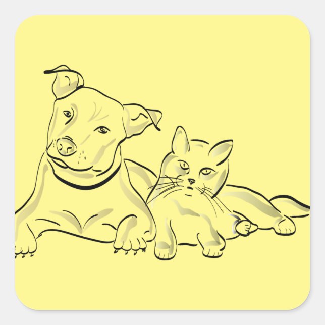 Hundetier-Silhouette Quadratischer Aufkleber (Vorderseite)
