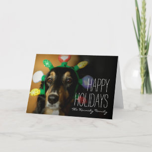 Hundetragende WeihnachtsTiara Feiertagskarte