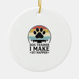 Hundetrainer I Bring Sit Happen Vintage Paw Shirt_ Keramik Ornament