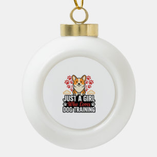 Hundetraining Mädchen Corgi Vintage Vector-Shirt-D Keramik Kugel-Ornament