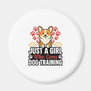 Hundetraining Mädchen Corgi Vintage Vector-Shirt-D Magnet