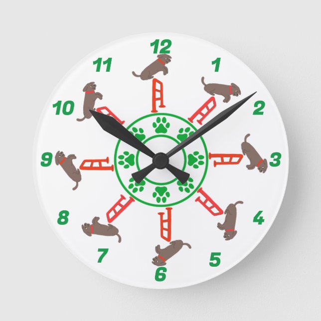 Hundeuhr, Zimmerdekor für Kinder, Geschenk für Kin Runde Wanduhr (Vorderseite)