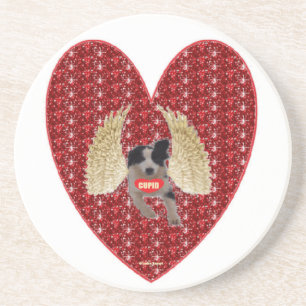 Hundeuntersetzer Cupid rotes Herz Glitter Untersetzer