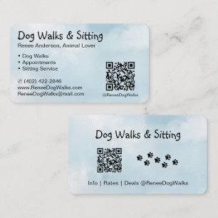 Hundewanderungen und Sitzen   QR Code Business Car Visitenkarte