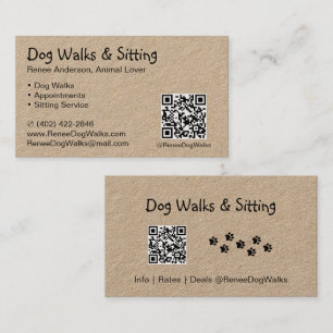 Hundewanderungen und Sitzen QR Code Business Car Visitenkarte