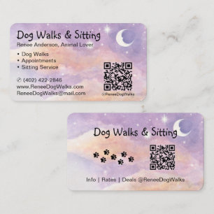 Hundewanderungen und Sitzen   QR Code Business Car Visitenkarte