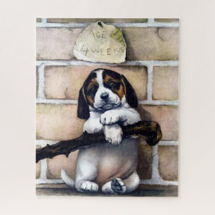 Hundewelpe zu verkaufen süße vintage Illustration
