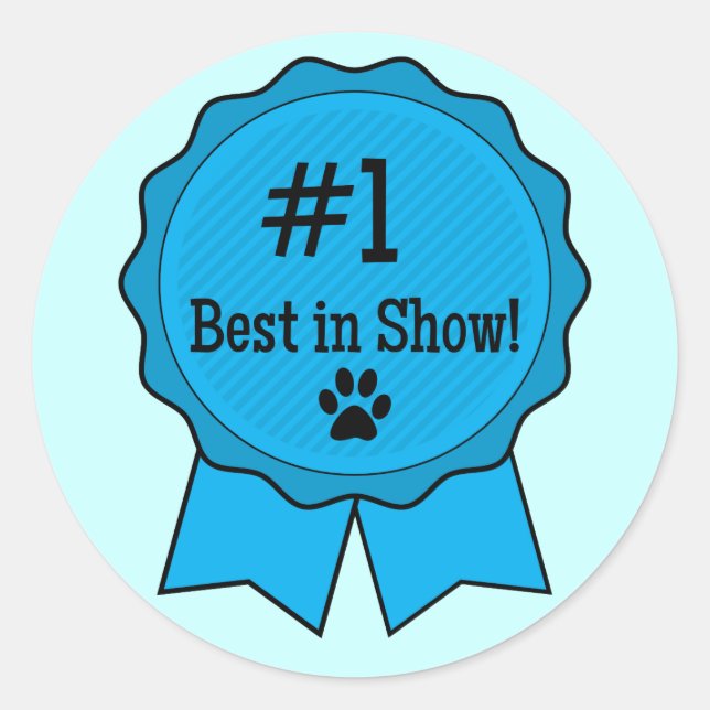 Hundewettbewerb Beste in Blue Ribbon Show Runder Aufkleber (Vorderseite)