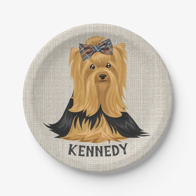 Hundeyorkshire-Terrier Yorkie Welpen-| Pappteller (Vorderseite)