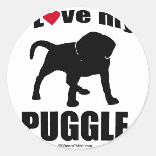"HUNDEzucht" - PUGGLE - "ICH LIEBE MEINE PUGGLE " Runder Aufkleber