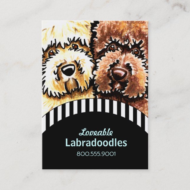Hundezüchter Labradoodle Schwarze Streifen Visitenkarte (Vorderseite)
