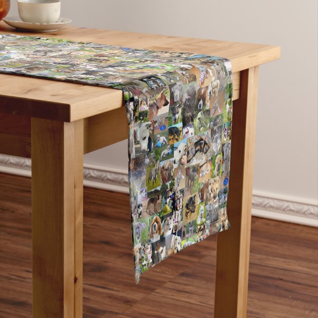 Hundfoto Collage, Tablecloth Kurzer Tischläufer (Beispiel)