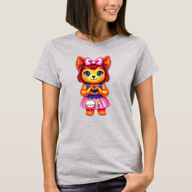 Hündin Kawaii T-Shirt (Vorderseite)
