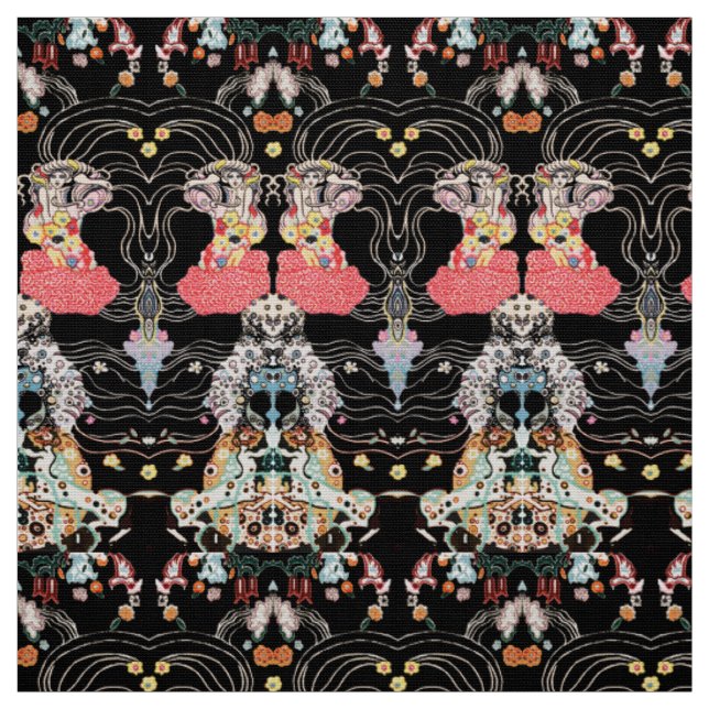 Hündin, Schwarz-weißes Klimt-Muster, CENTAUR Stoff (Muster)
