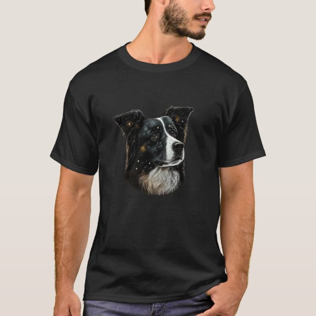Hundporträt von Mutter Border Collie T-Shirt (Vorderseite)