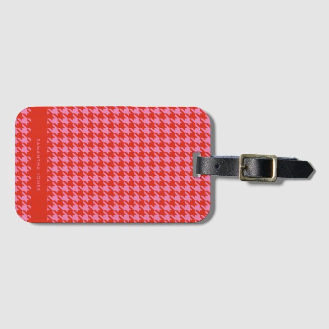 Hunds Tooth Personalisiert Gepäckanhänger (Vorderseite (Horizontal))
