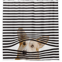 Hundshund Moderne Cliparts schwarz-weiß Duschvorhang