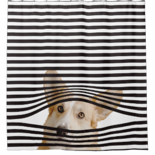 Hundshund Moderne Cliparts schwarz-weiß Duschvorhang