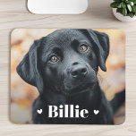 Hundshunzherzen Mousepad<br><div class="desc">Mousepad mit dem Namen des Haustieres als weißes Texteüberlagerungsstück,  flankiert von zwei Herzen.</div>
