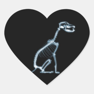 HUNDSITZUNG RÖHRLICHER SKELETON - BLAU & SCHWARZ Herz-Aufkleber