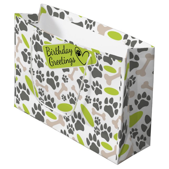 Hundsknochen und -pasten nahtlos große geschenktüte (Vorderseite Schrägansicht)