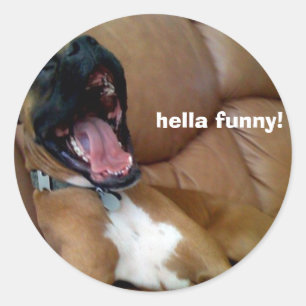 Hundsticker hella lustig! runder aufkleber